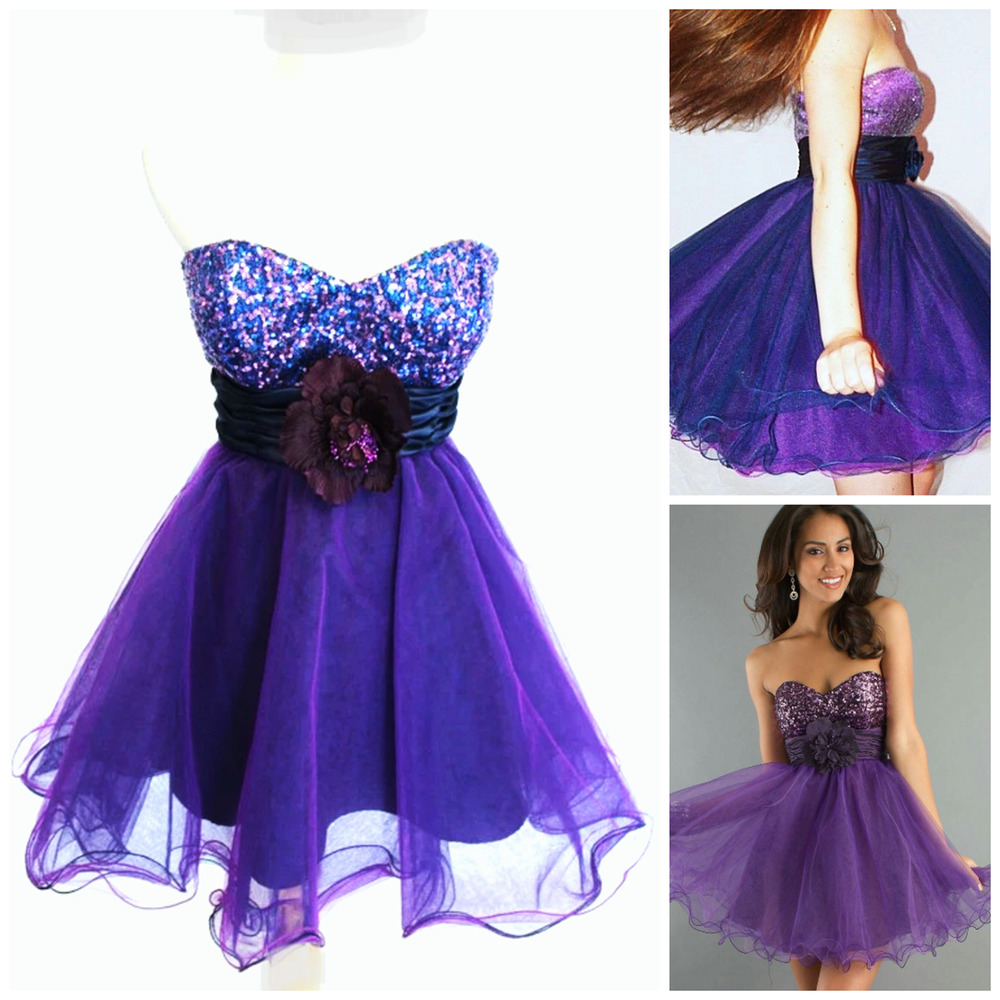 Y2k Strapless Babydoll Midi Dress 9 M Purple Blue Sequins Whimsigoth Fairygoth